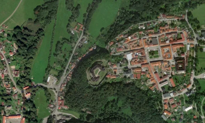 hrad Nové Hrady – letecký pohled