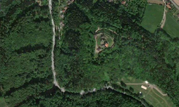 hrad Potštejn – letecký pohled