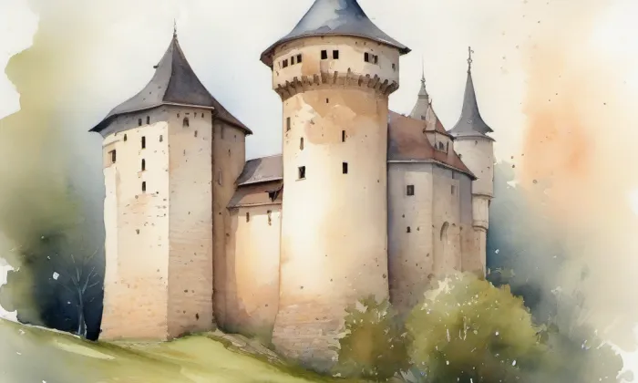 hrad Strakonice – akvarel