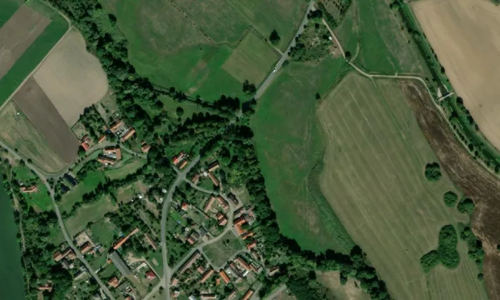 Hradišťko – letecký pohled