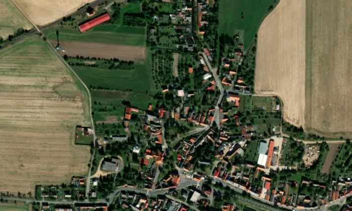 Husův dům – letecký pohled