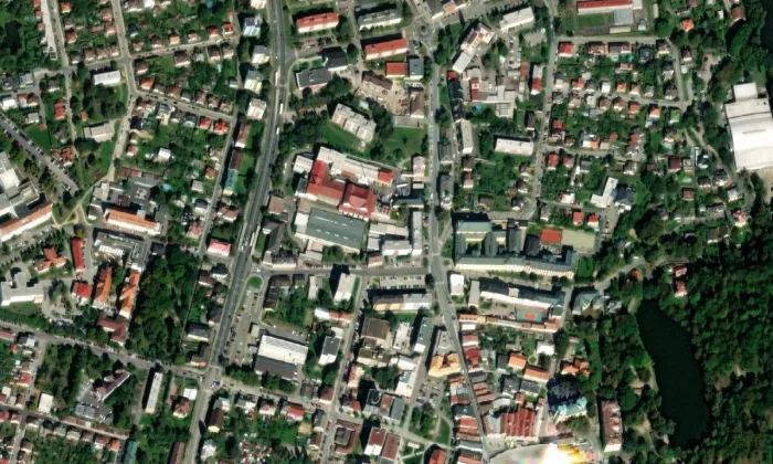 Husův sbor v Havlíčkově Brodě – letecký pohled