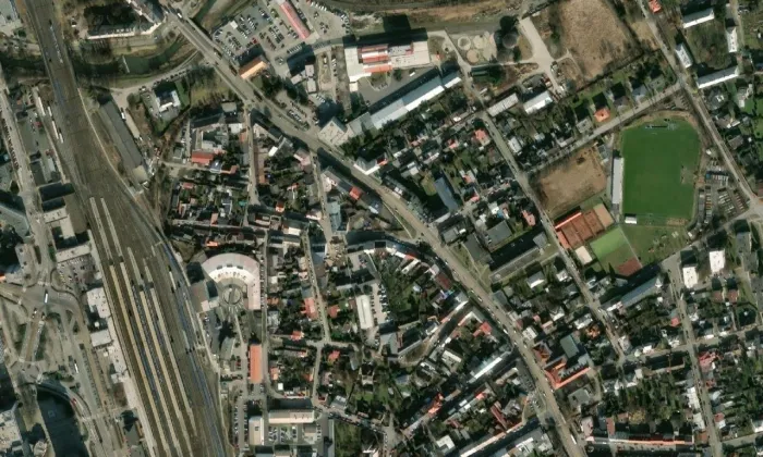 Husův sbor v Olomouci-Hodolanech – letecký pohled