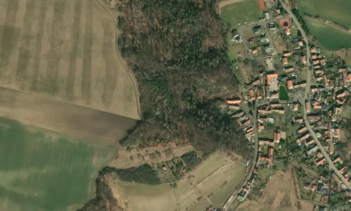Jevín – letecký pohled