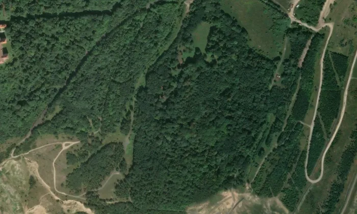 Jezeřské arboretum – letecký pohled