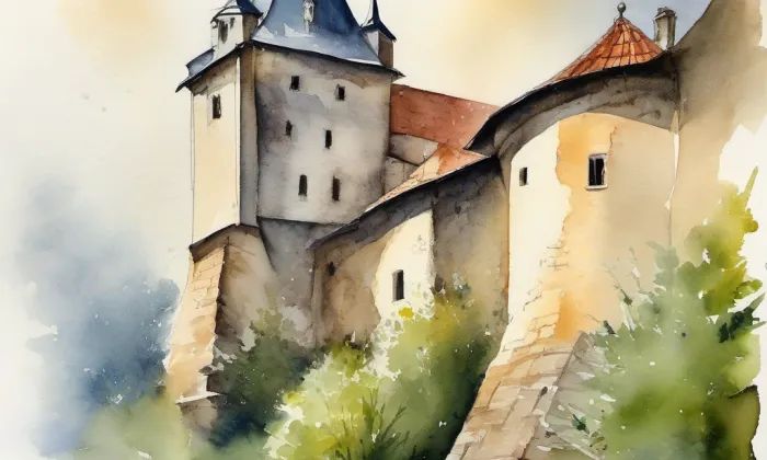 Kadaňská radnice – akvarel