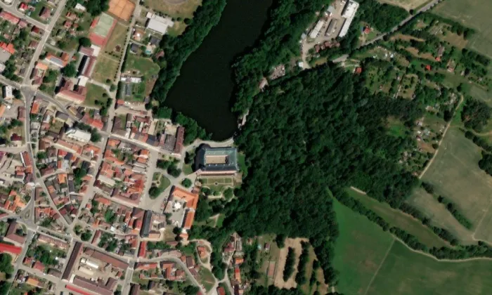 Kamenice nad Lipou – letecký pohled