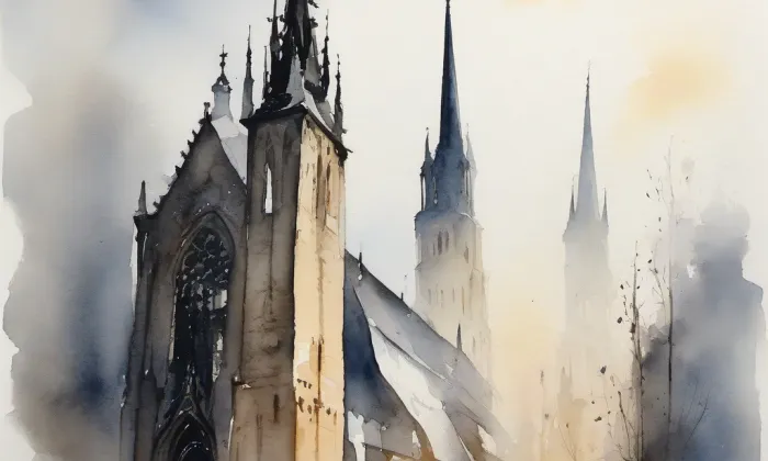 kapitulní proboštství v Olomouci – akvarel