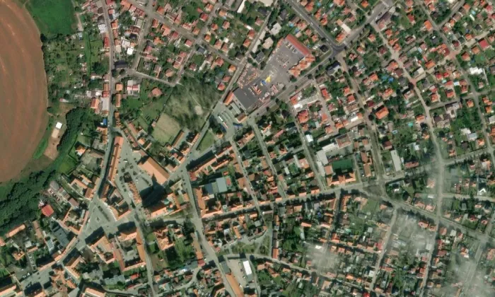 kaple blahoslaveného Podivena – letecký pohled
