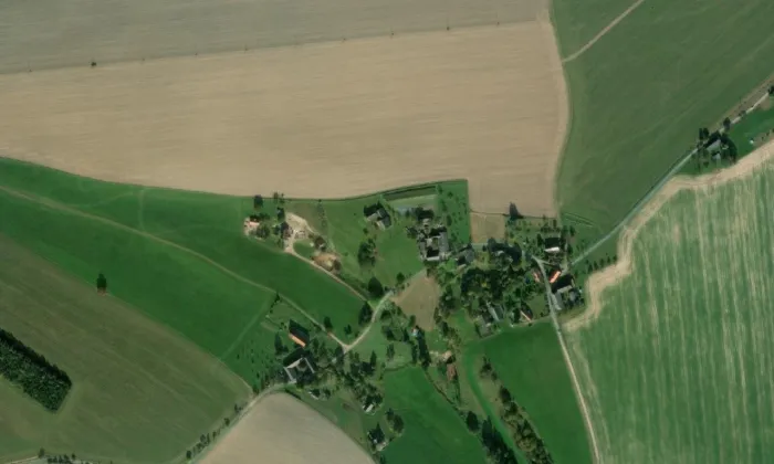 kaple Nanebevzetí Panny Marie (Hořičky) – letecký pohled