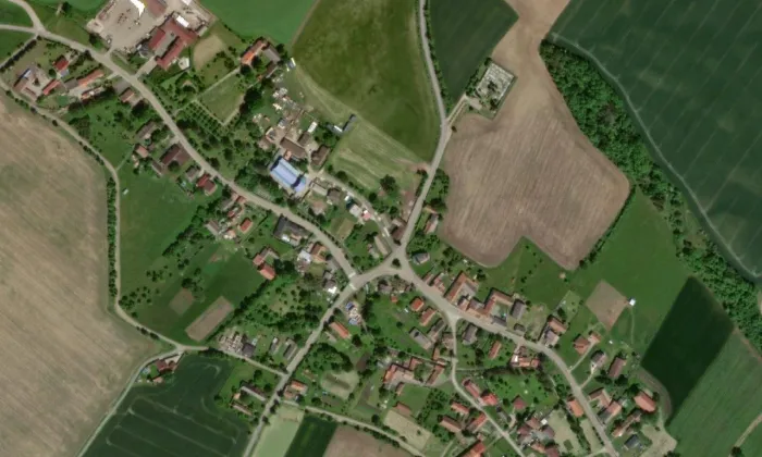kaple Narození svatého Jana Křtitele (Výrava) – letecký pohled