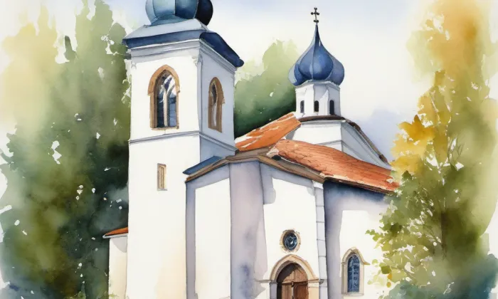 Kaple Navštívení Panny Marie (Žiželice) – akvarel