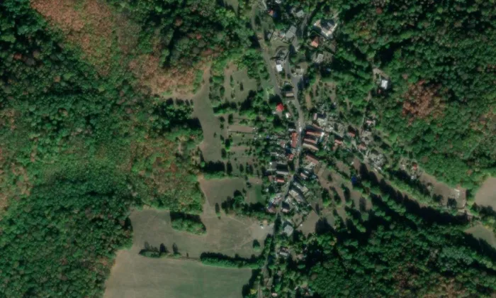kaple Nejsvětější Trojice (Střekov) – letecký pohled