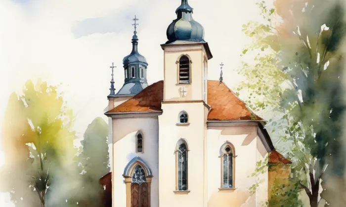 kaple Neposkvrněného početí Panny Marie (Slezské Předměstí) – akvarel