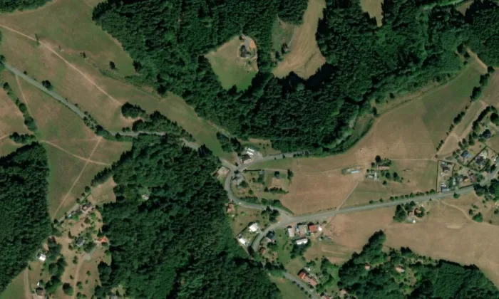 kaple Panny Marie Bolestné (Božkov) – letecký pohled