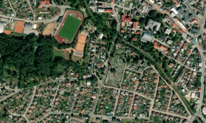 Kaple Panny Marie Bolestné (Nová Paka) – letecký pohled