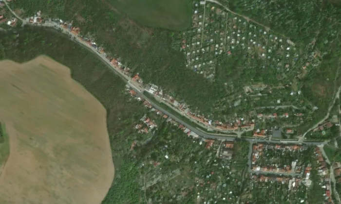 kaple Panny Marie Líšeňské – letecký pohled