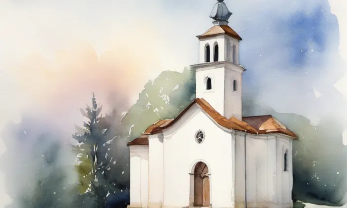 Kaple Panny Marie Neposkvrněné u Liščí – akvarel