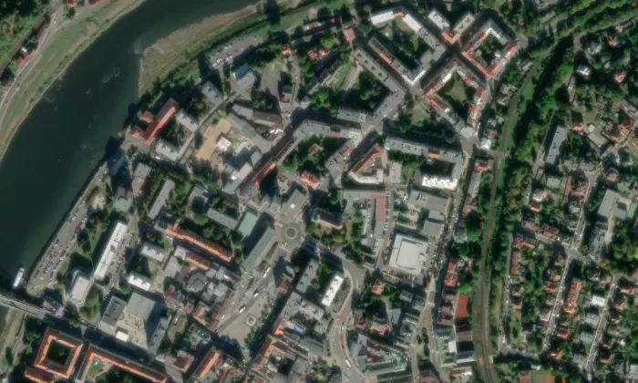 kaple Panny Marie Pomocné (Děčín I-Děčín) – letecký pohled