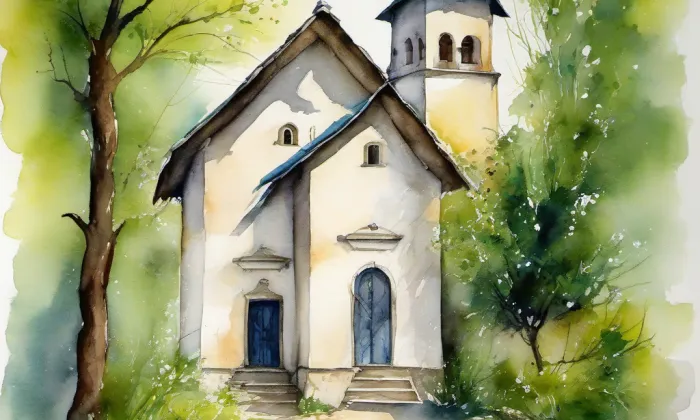 kaple Panny Marie Pomocné (Děčín I-Děčín) – akvarel