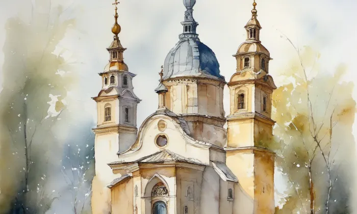 kaple Panny Marie Pomocné (Poříčí) – akvarel