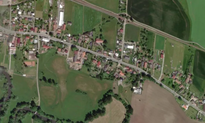kaple Srdce Ježíšova – letecký pohled