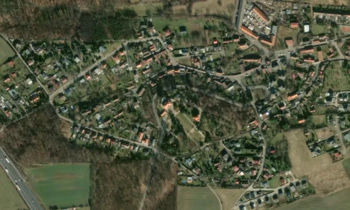 kaple svaté Anny (Panenské Břežany) – letecký pohled