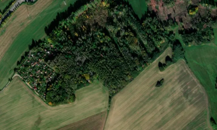 kaple svaté Anny (Pelhřimov) – letecký pohled