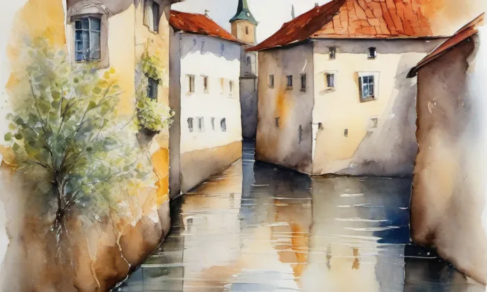 kaple svaté Anny (Pelhřimov) – akvarel