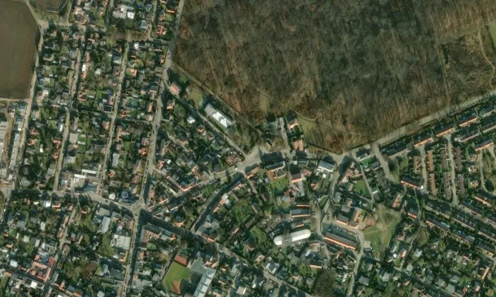 kaple svaté Anny (Satalice) – letecký pohled