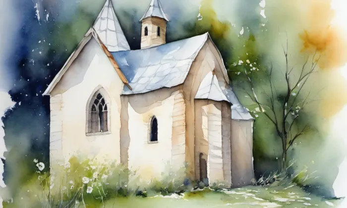 kaple svaté Anny (Strančice) – akvarel