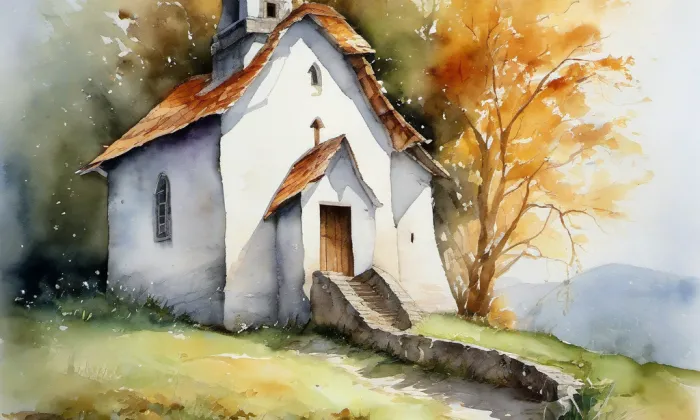 kaple svaté Anny v Uhřicích – akvarel