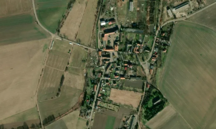 kaple svaté Anny ve Strkovicích – letecký pohled