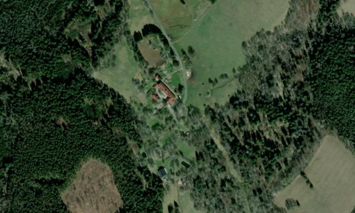 kaple svaté Barbory (Podlesí) – letecký pohled