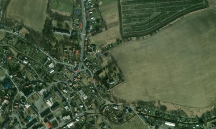 kaple svaté Kateřiny (Dvorce) – letecký pohled