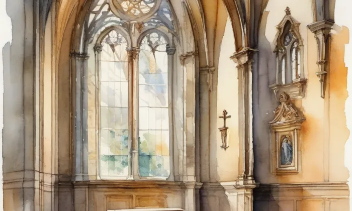 kaple svaté Máří Magdaleny (Holešovice) – akvarel