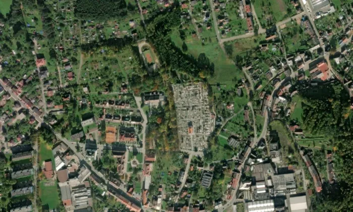 kaple svatého Cyrila a Metoděje (Červený Kostelec) – letecký pohled