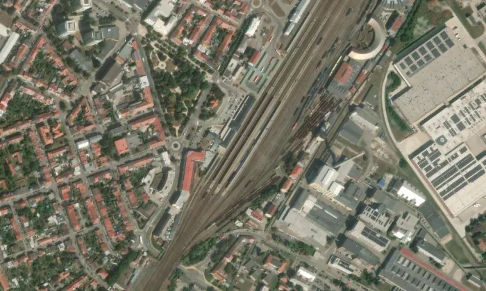 Kaple svatého Cyrila a Metoděje v Břeclavi – letecký pohled