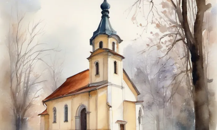 Kaple svatého Cyrila a Metoděje v Břeclavi – akvarel