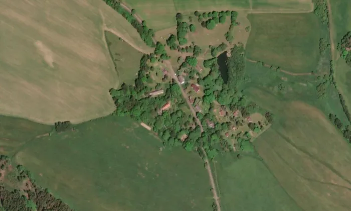 kaple svatého Floriána ve Svinově – letecký pohled