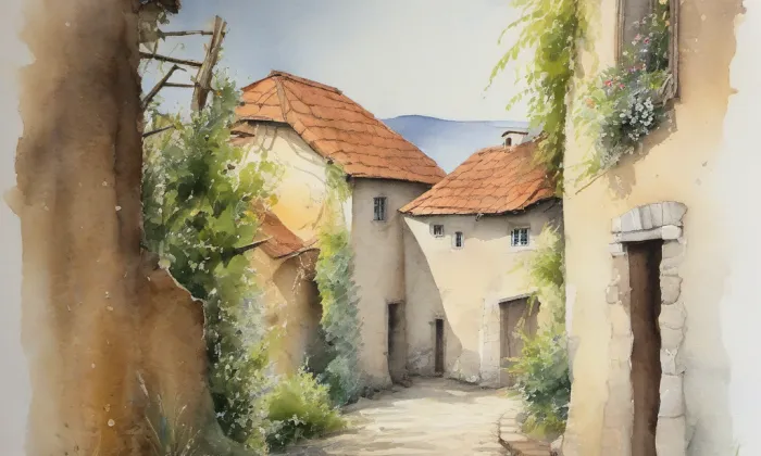 Kaple svatého Floriana (Tulešice) – akvarel