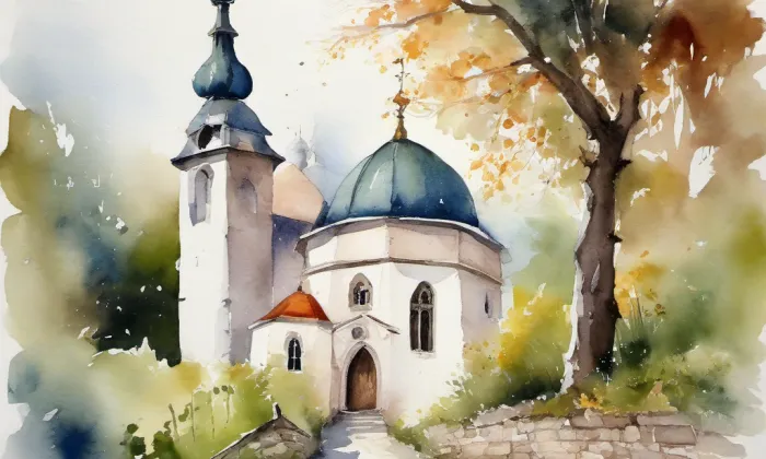 kaple svatého Františka Xaverského (Veveří) – akvarel