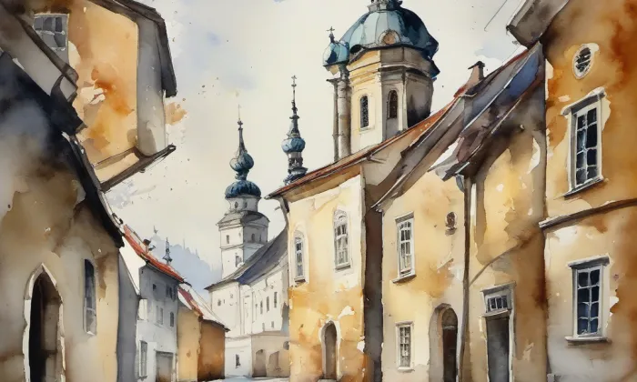 Kaple svatého Jana Nepomuckého (Karlov) – akvarel