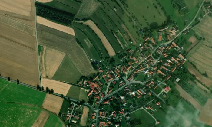 kaple svatého Jana Nepomuckého (Olší nad Oslavou) – letecký pohled