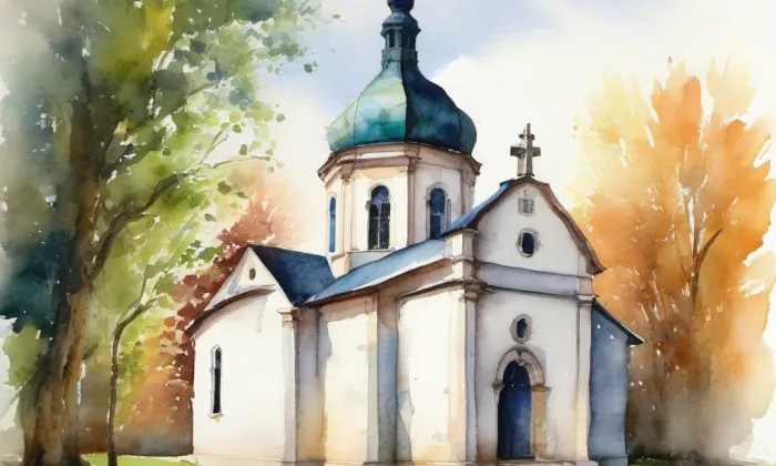 Kaple svatého Jana Nepomuckého u Horní brány – akvarel