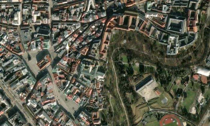 kaple svatého Jana Sarkandra – letecký pohled