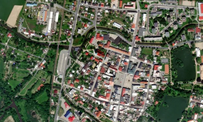 kaple svatého Jiří (Litovel) – letecký pohled
