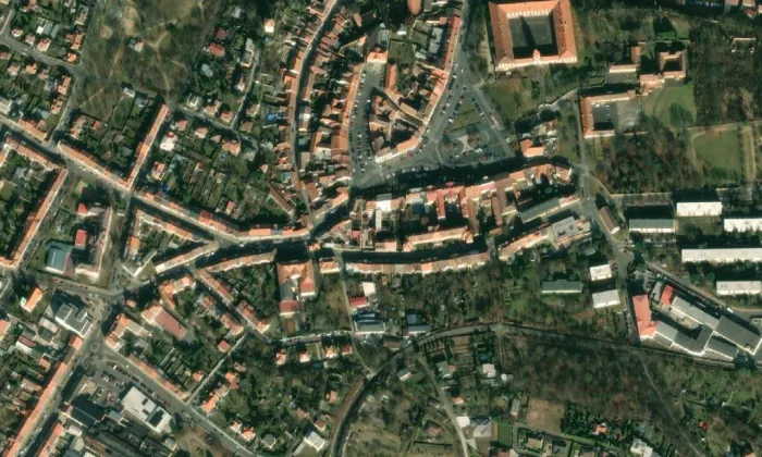 Kaple svatého Josefa v Roudnici nad Labem – letecký pohled