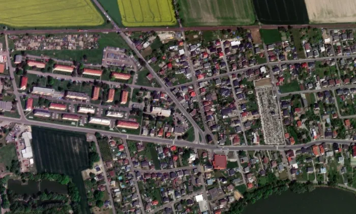 Kaple svatého Kříže (Dolní Benešov) – letecký pohled