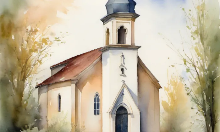 Kaple svatého Kříže (Letňany) – akvarel